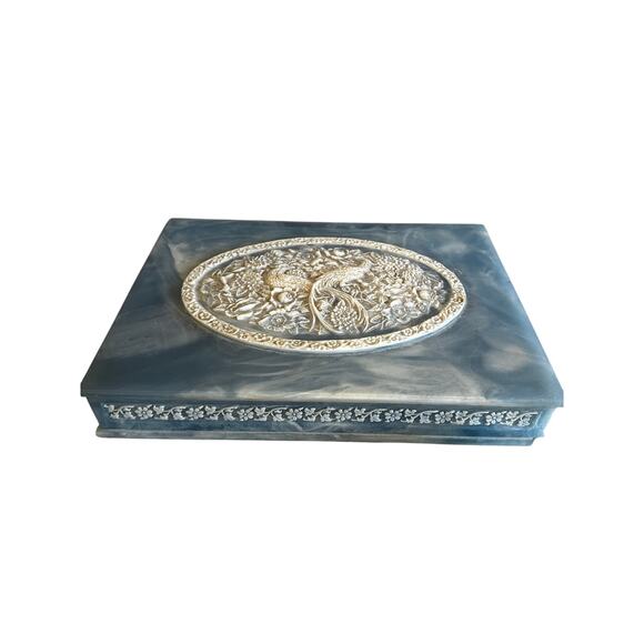 1970s Stone Incolay “Birds of Paradise” Cameo Box - Picture 1 of 9